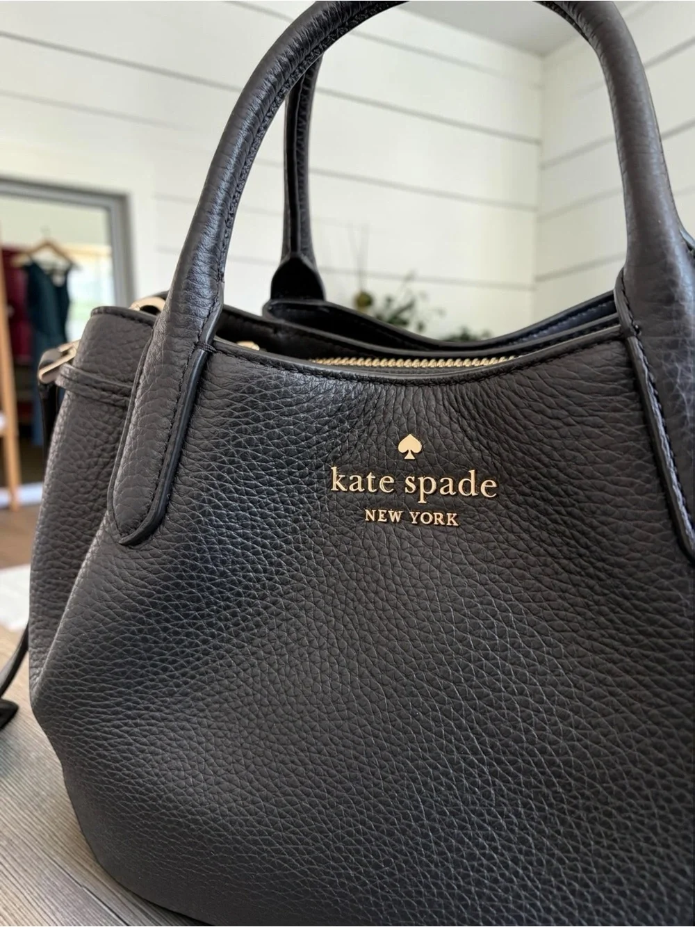 kate spade Black Dumpling Leather Satchel with Detachable Crossbody Strap